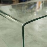 Postmodern Rectangular Curved Tempered Glass Coffee Table, 1990