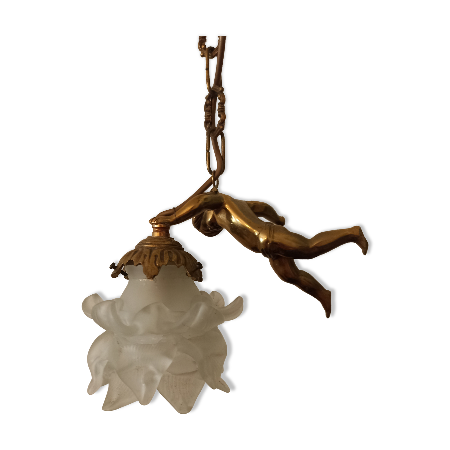 Bronze wall lamp and angel glass paste