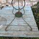 Old planter wrought iron basin blown glass