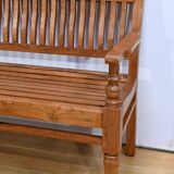 Old colonial varangue bench in teak – mid 20th century