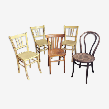 Lot de 5 chaises dépareillées