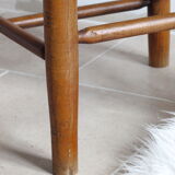 Set of six 1950s chairs in solid wood and straw