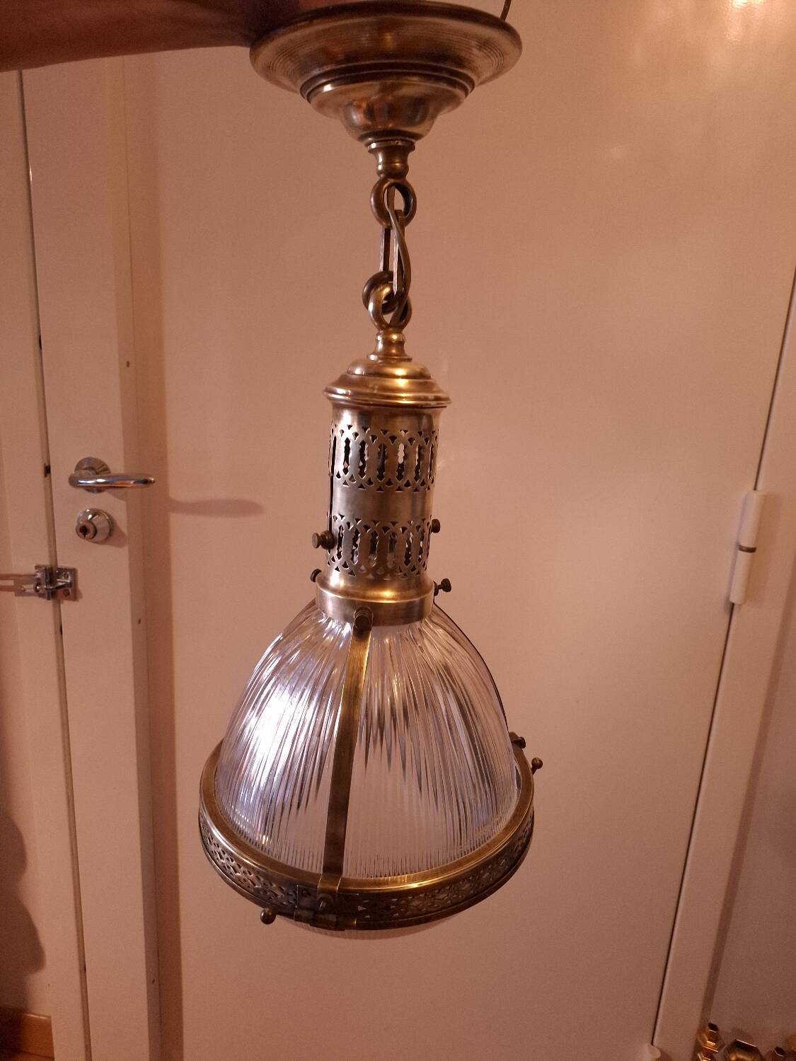 Chandelier, 1920s Holophane pendant light
