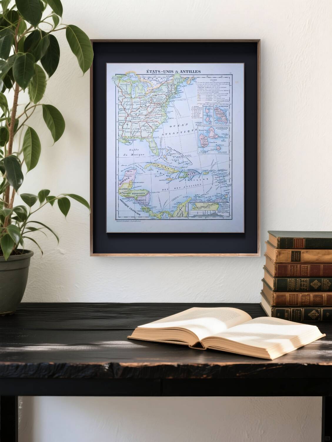 United States and West Indies, Vintage Map, 1895, Authentic.