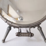 Vintage Adjustable Beveled Round Mirror and Magnifying in Metal Frame for Table or Wall.