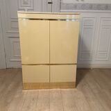 High sideboard, ivory lacquer, gilded and travertine, 1970s