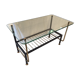 Coffee table in glass  black metal and brass vintage 1950
