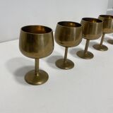 6 Brass Wine Table Goblets Cup Decorative Hollywood Regency Vintage 1960s