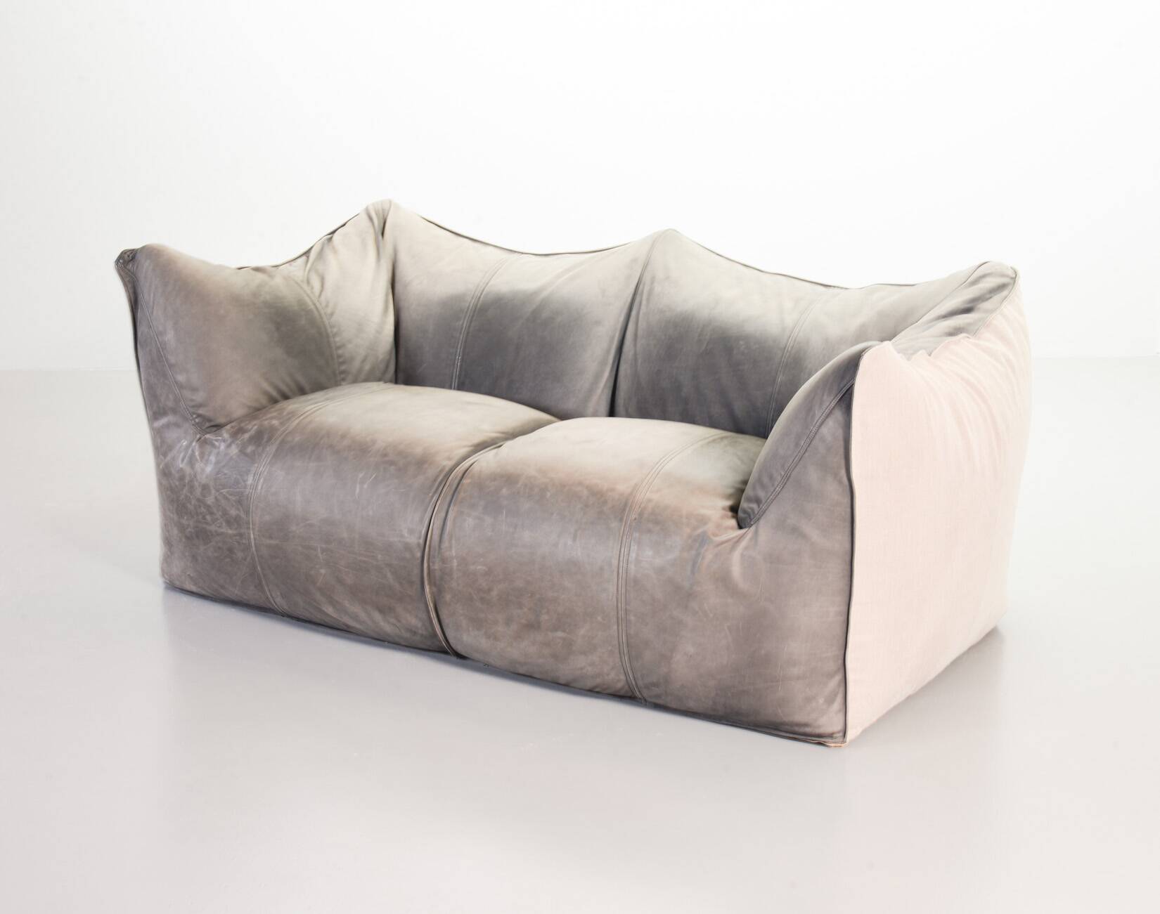 Mario Bellini 2-Seat Le Bambole Sofa for C&B Italia in Leather & Fabric 70s