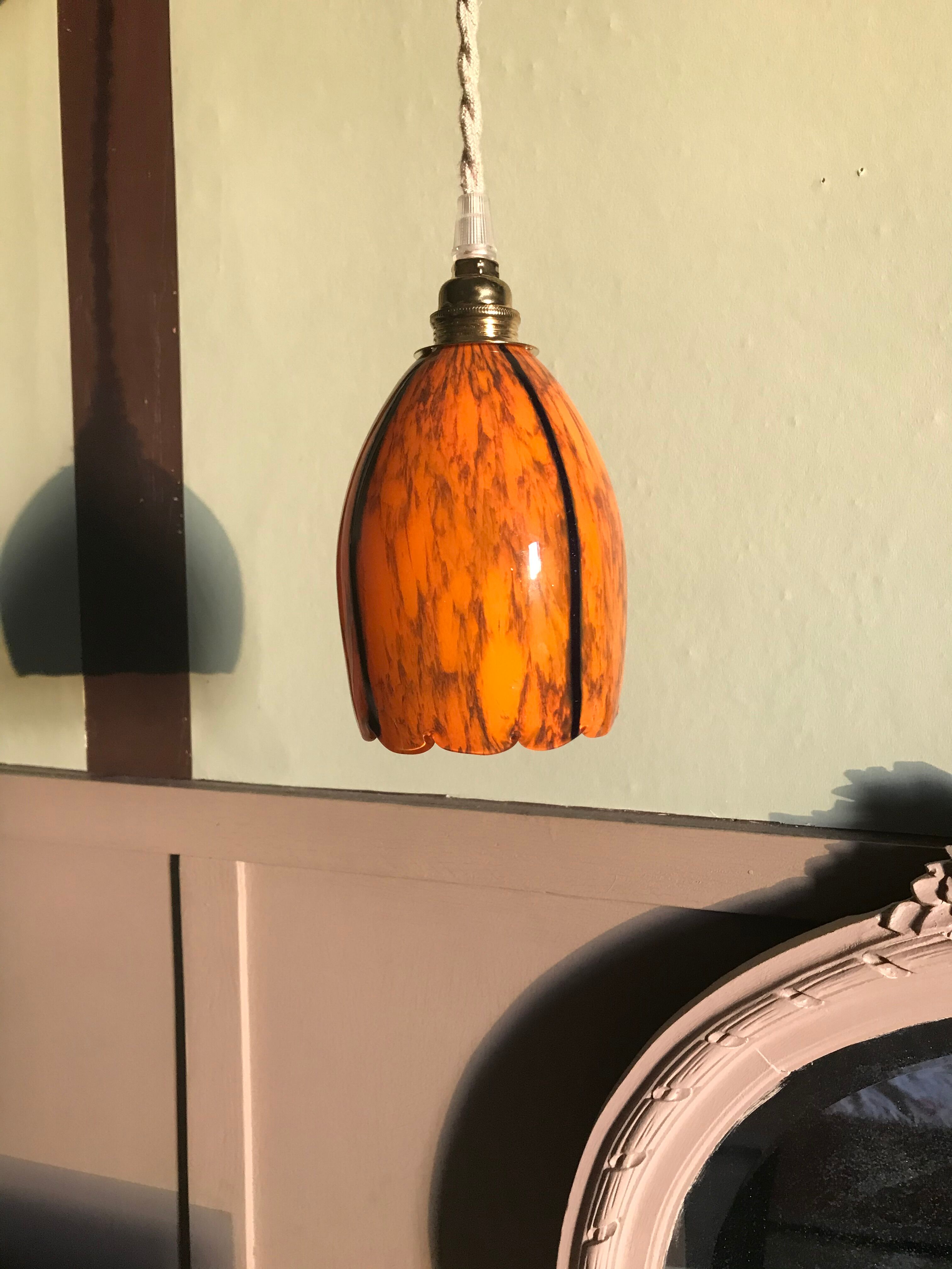 Lampe baladeuse Valauris vintage orange et bleu klein