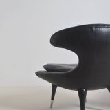Set of Italian Horn leather armchairs, 1960s