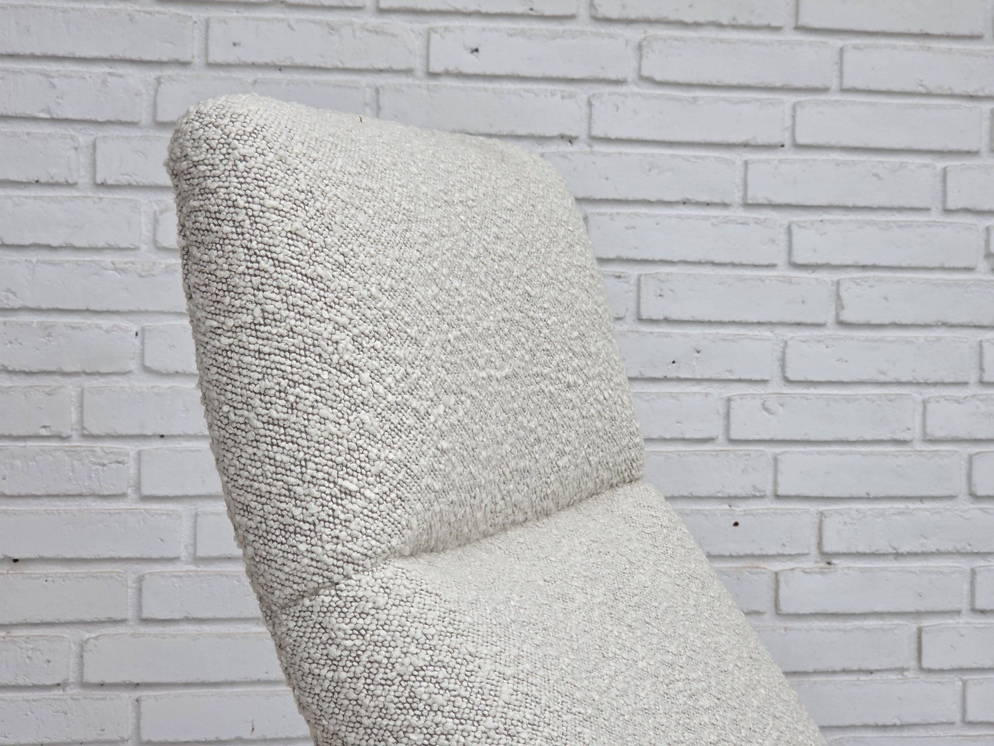 1970s, Scandinavian design, high-backed rocking chair, reupholstered.