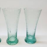 6 flared glasses in textured bubble blown blue glass pastis / orangeade / water