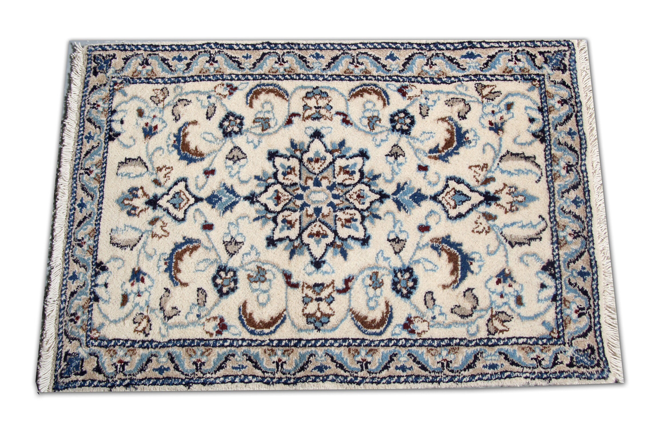 Vintage Nain Area carpet Handwoven Persian Rug- 57x94cm