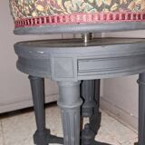 Black wood piano stool XIX Napoleon III style restoration fabric upholstery living room decoration