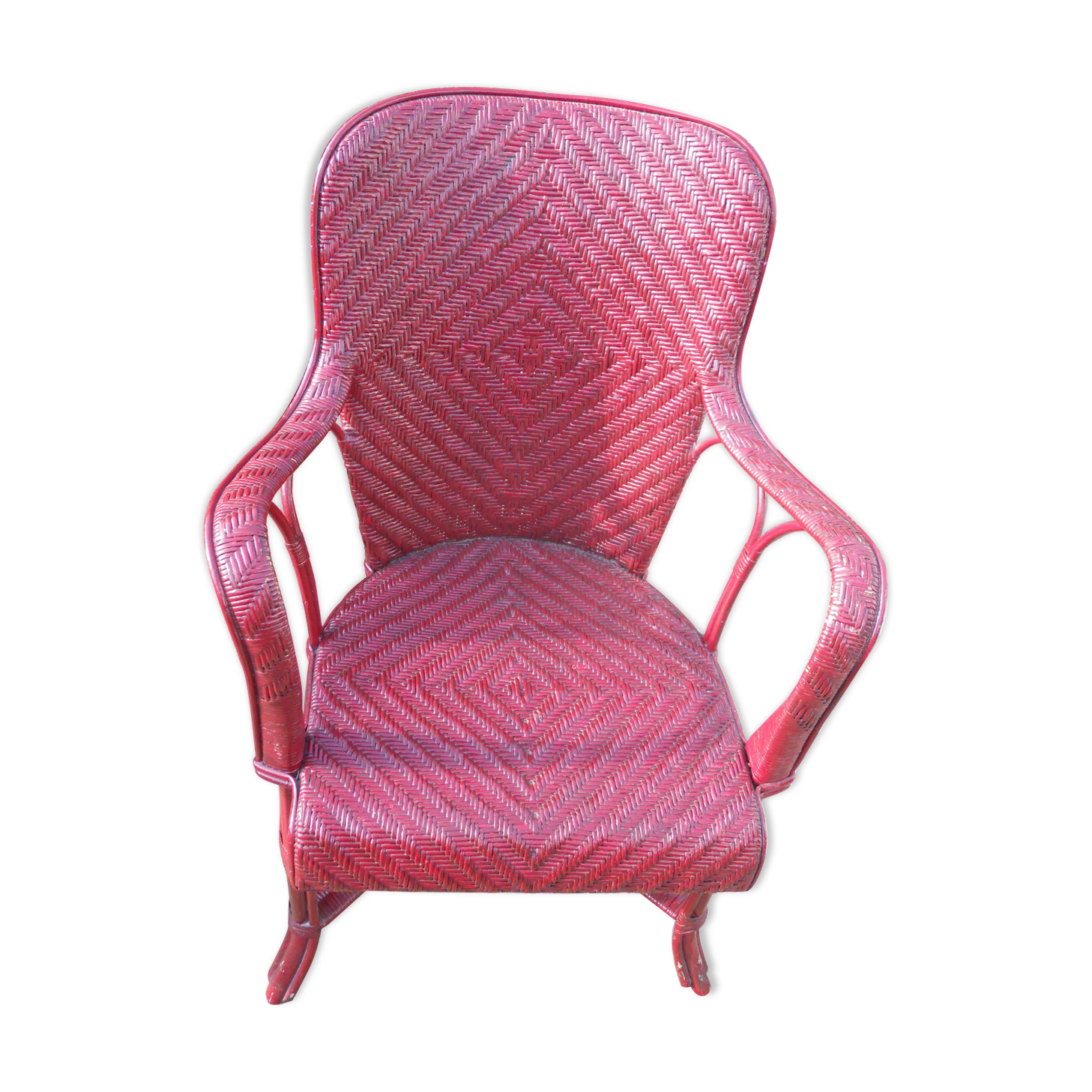 Fauteuil en rotin 1900 rouge