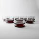 Ensemble vintage de 8 verres à boire des années 1970, verre gris avec pied rouge, larges coupes pour champagne, vin ou desserts, décoration de table rétro, idée cadeau