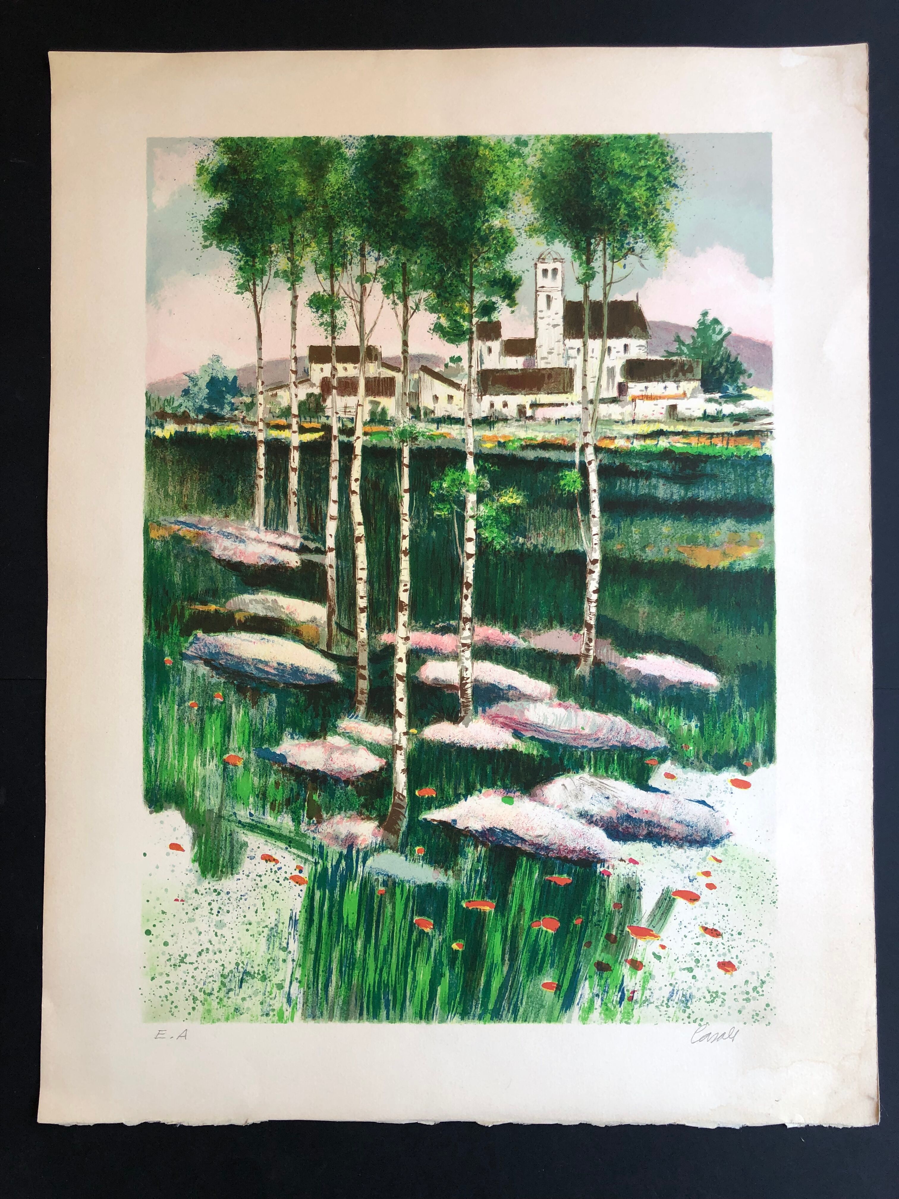 Illustration  paysage vue du village