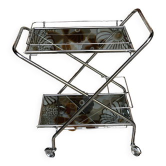 1970 folding trolley on wheels smoked glass