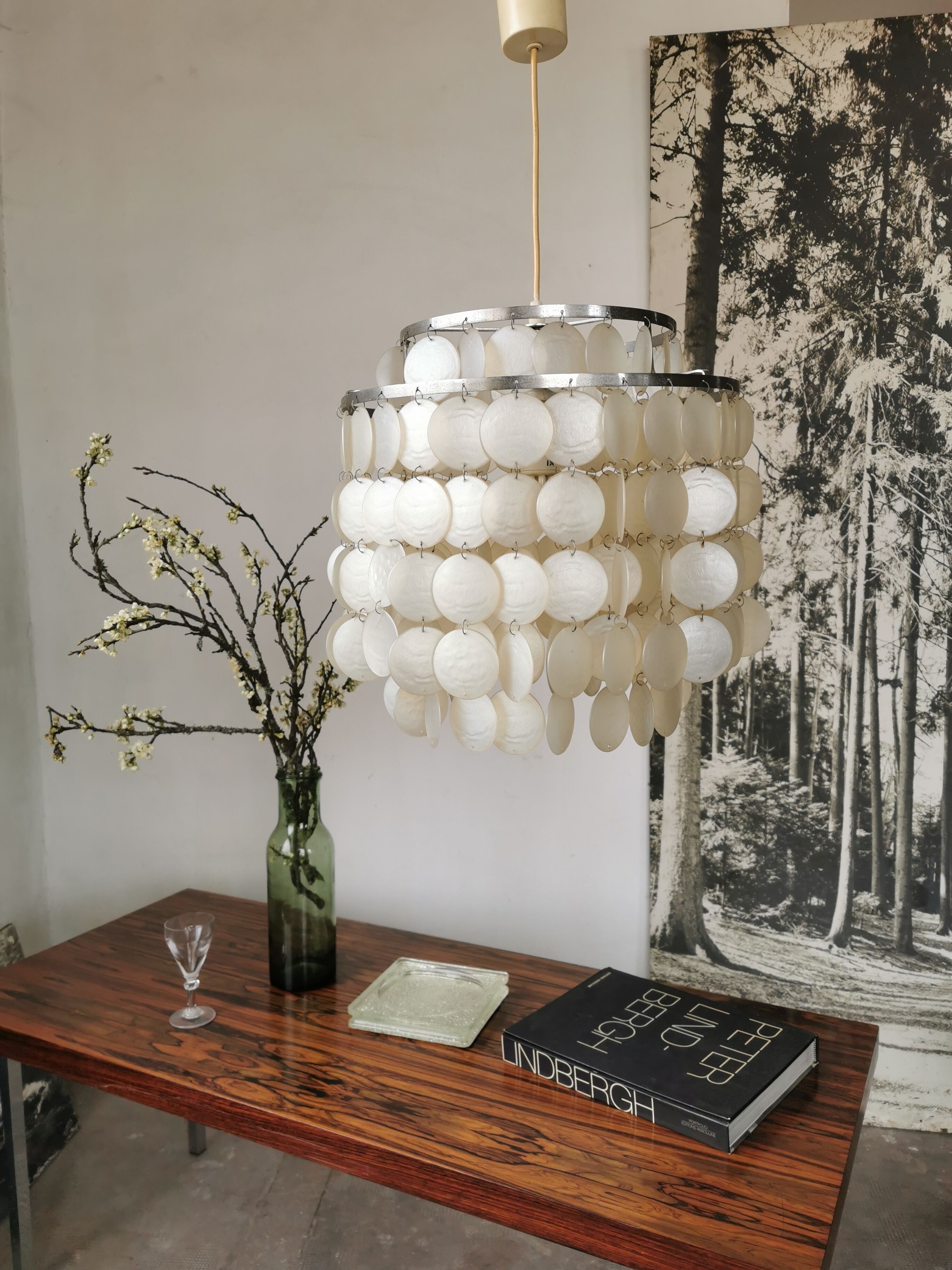 Vintage mother-of-pearl chandelier from the 70s