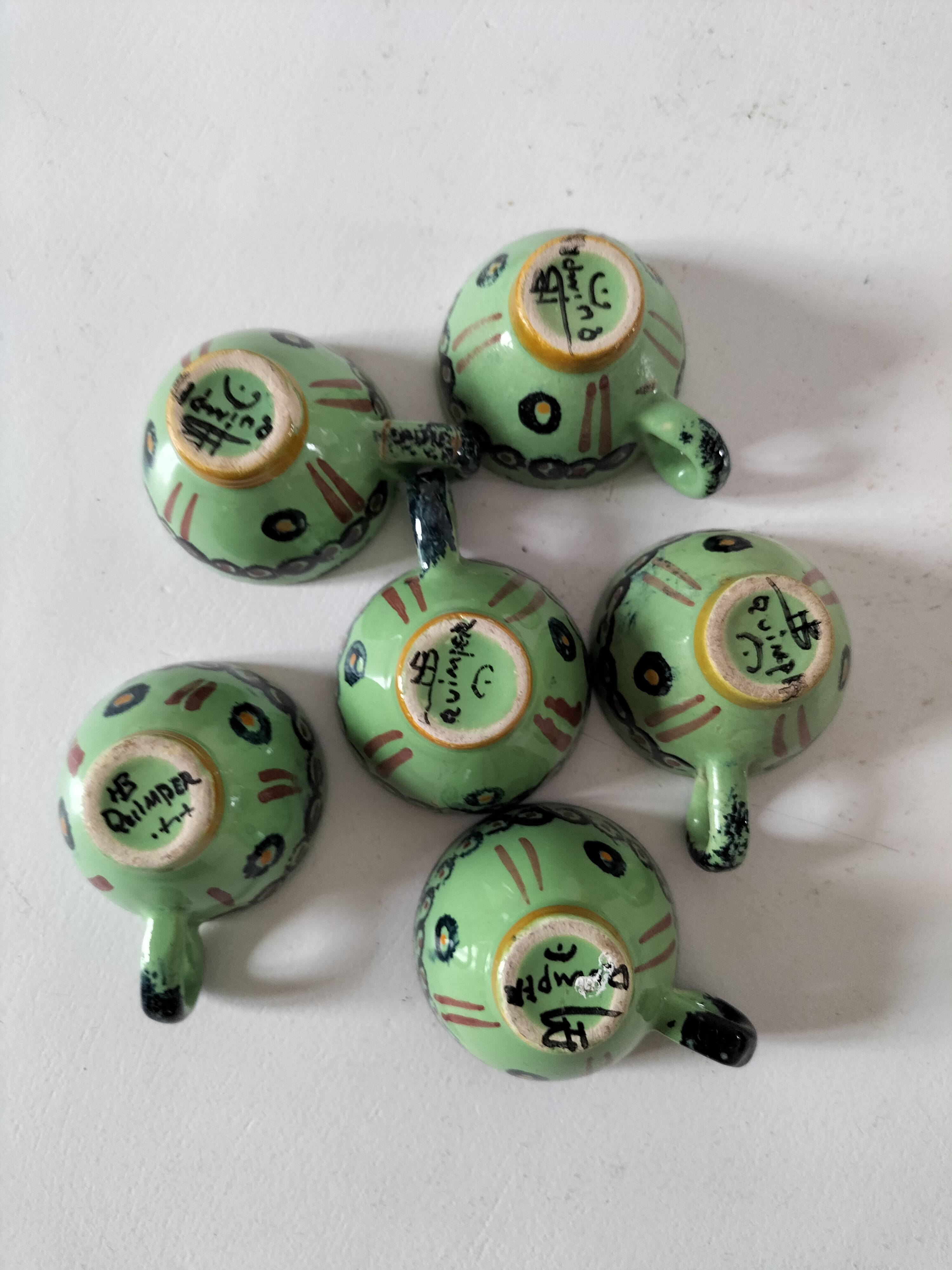 6 mini HB Quimper cups, bright green