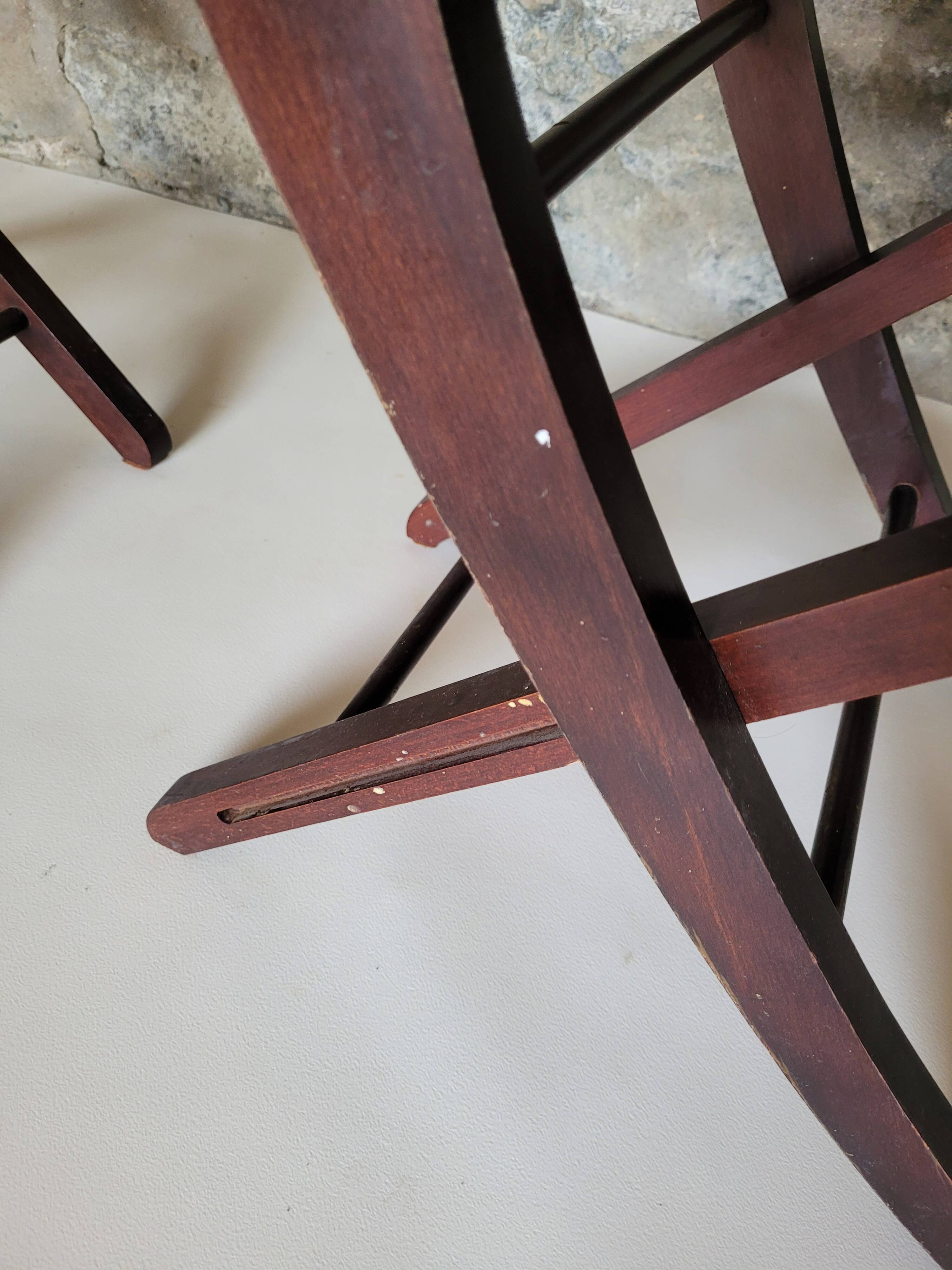 Pair of folding cane chairs
