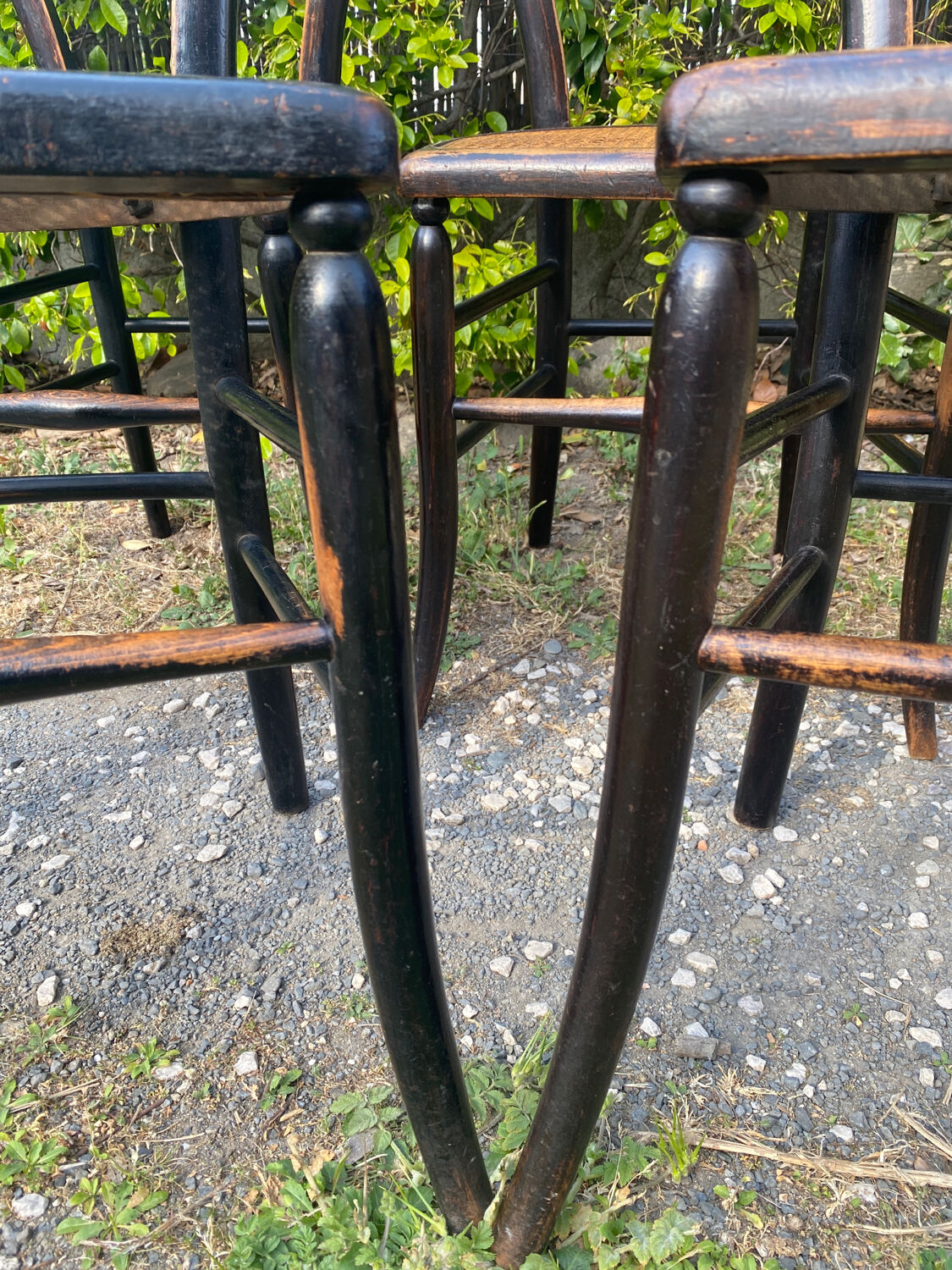 4 Napoleon III blackened wooden chairs