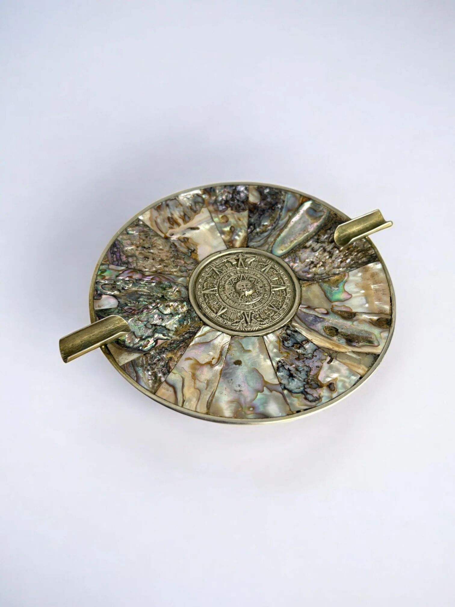 Abalone shell & alpaca ashtray, Mexico, 1970s