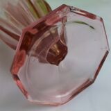 Pink Art Deco tulip vase in moulded glass