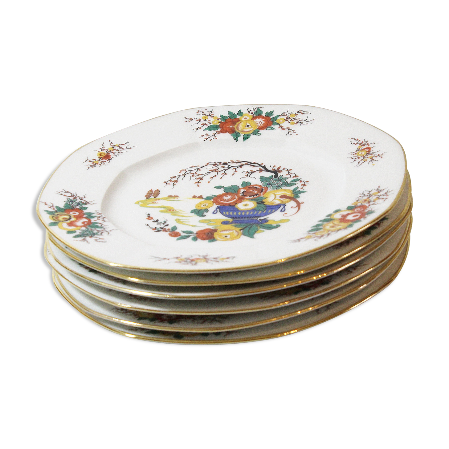 Lot of 6 porcelain dessert plates from Limoges WG and Co.