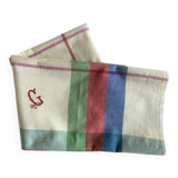 Antique square tablecloth monogrammed G - 130x130cm - cotton