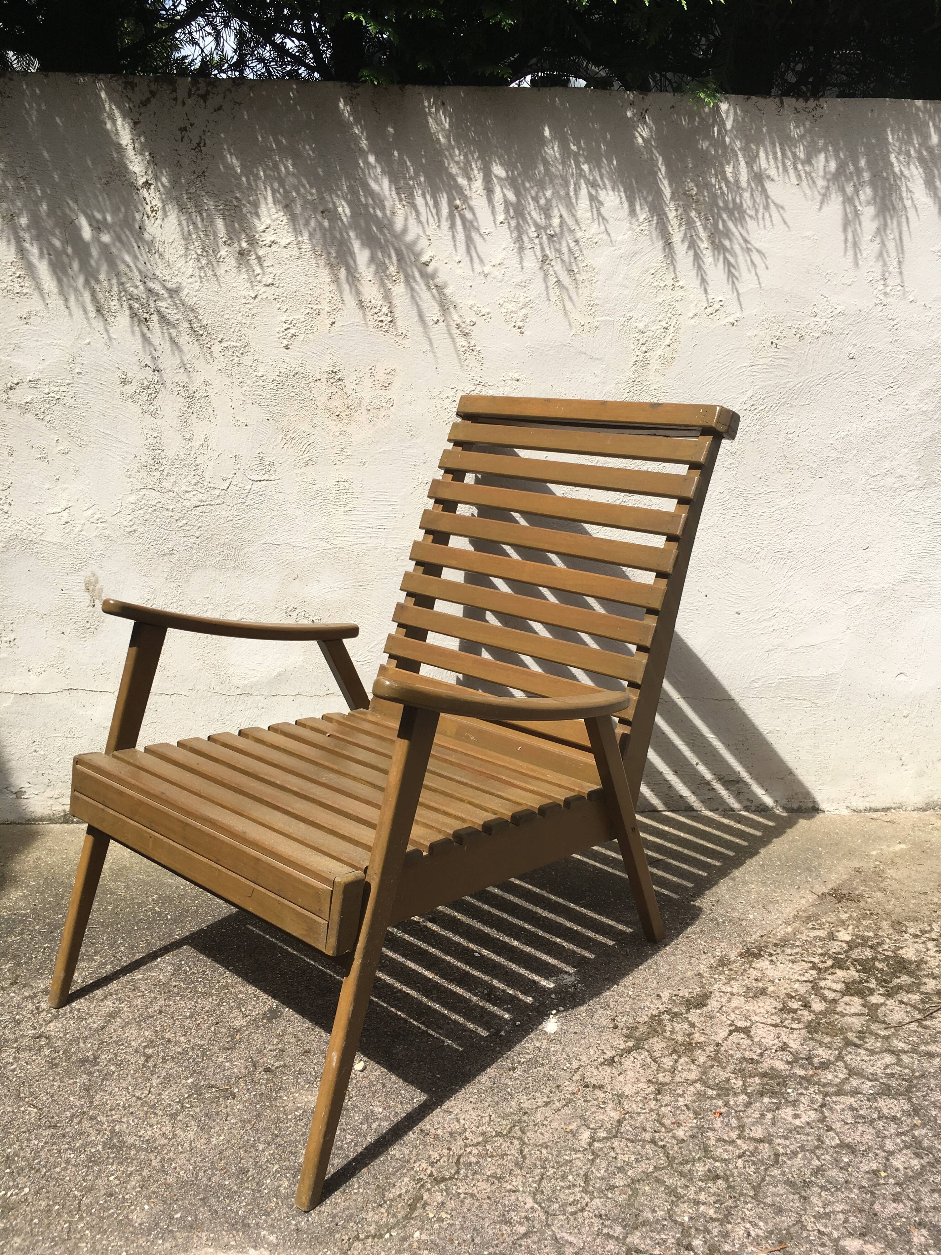 Painted and varnished wood armchair