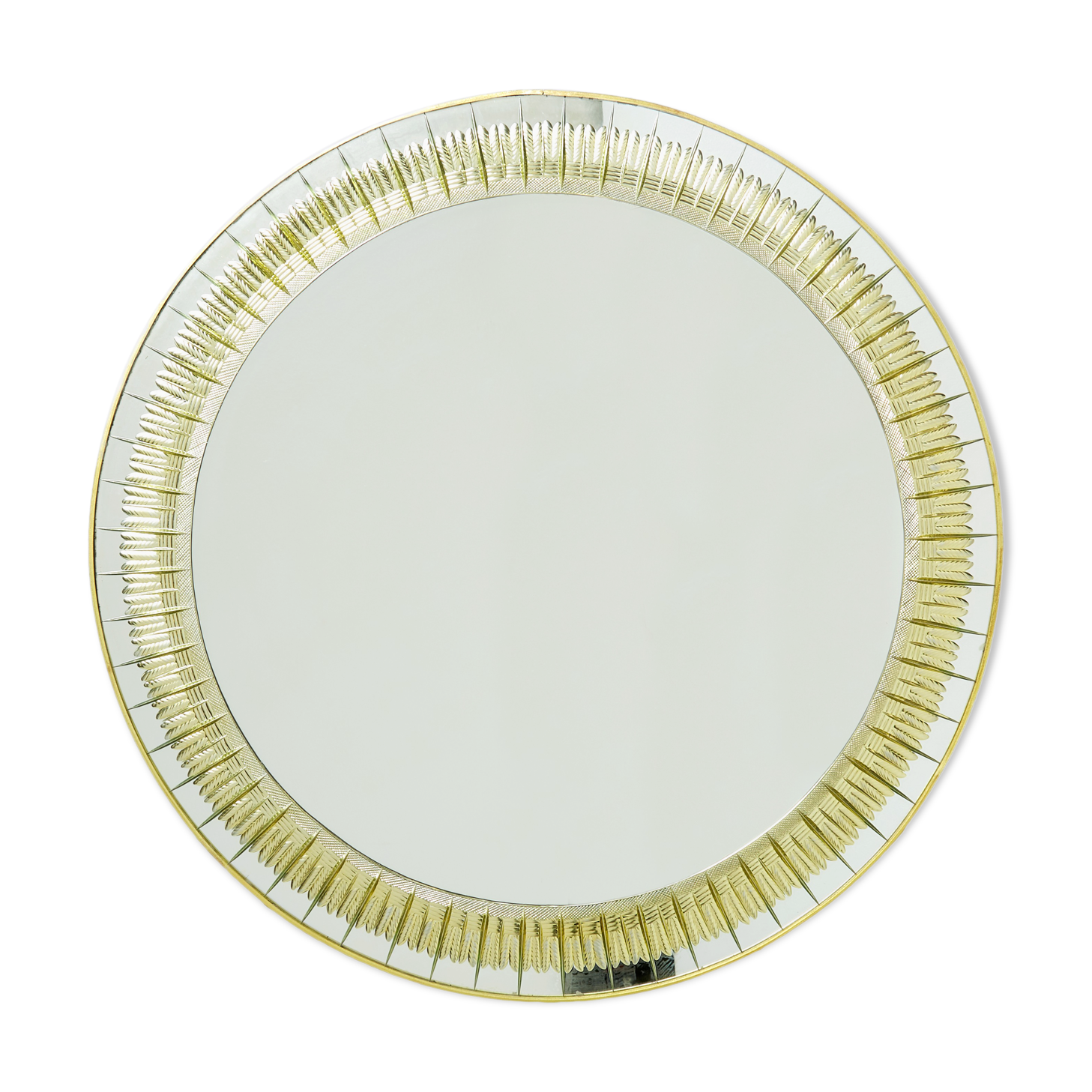 Cristal Arte Italian brass gilded crystal mirror 1960s