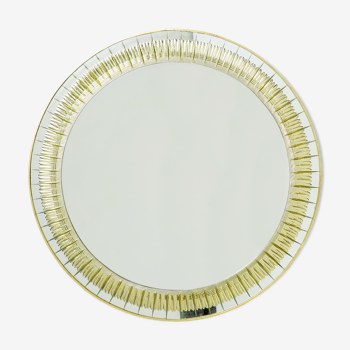Cristal Arte Italian brass gilded crystal mirror 1960s