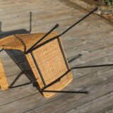Rattan and steel armchair