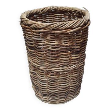 Panière corbeille haute 55cm rotin ronde ancienne