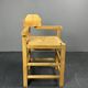 Dutch postmodern brutalist oak corner side chair with rush seat, 1970s