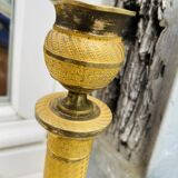 Large pair of empire bronze mercury candlesticks