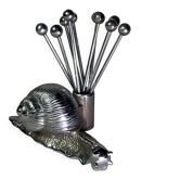 Vintage Art Deco silver-plated snail aperitif skewers