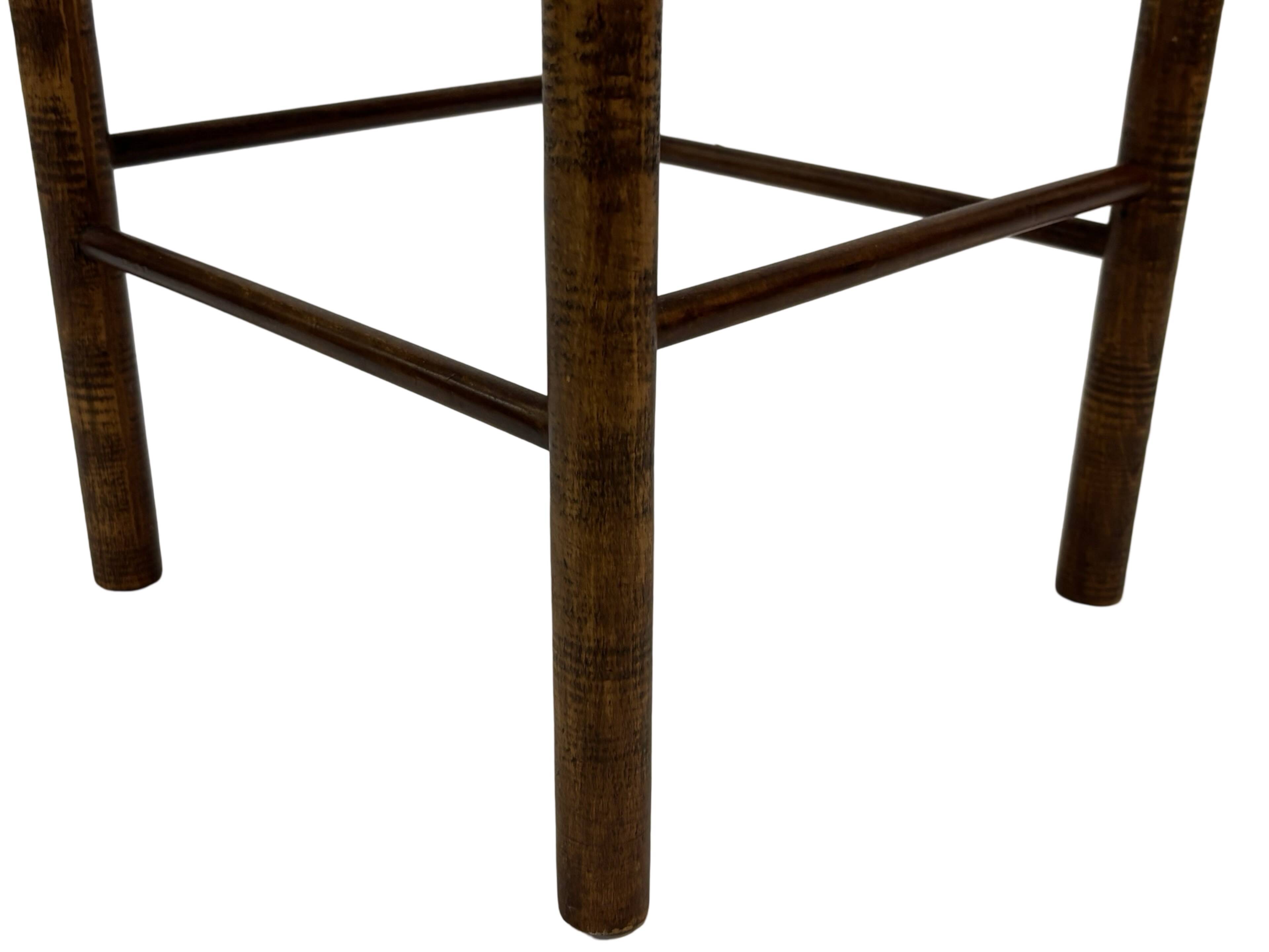 Vintage Wooden Stool With Rope Seat 60s Minimalist