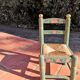 Chaise enfant bois et paille vintage