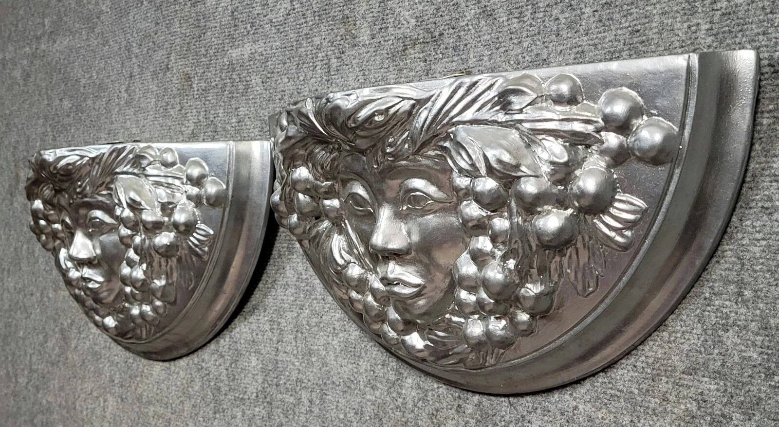 Pair of Art Deco style wall sconces in silvered plaster