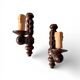 Pair of turned wooden wall lights, France 1940