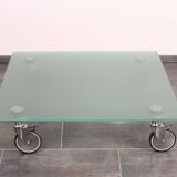 Wheeled glass coffee table