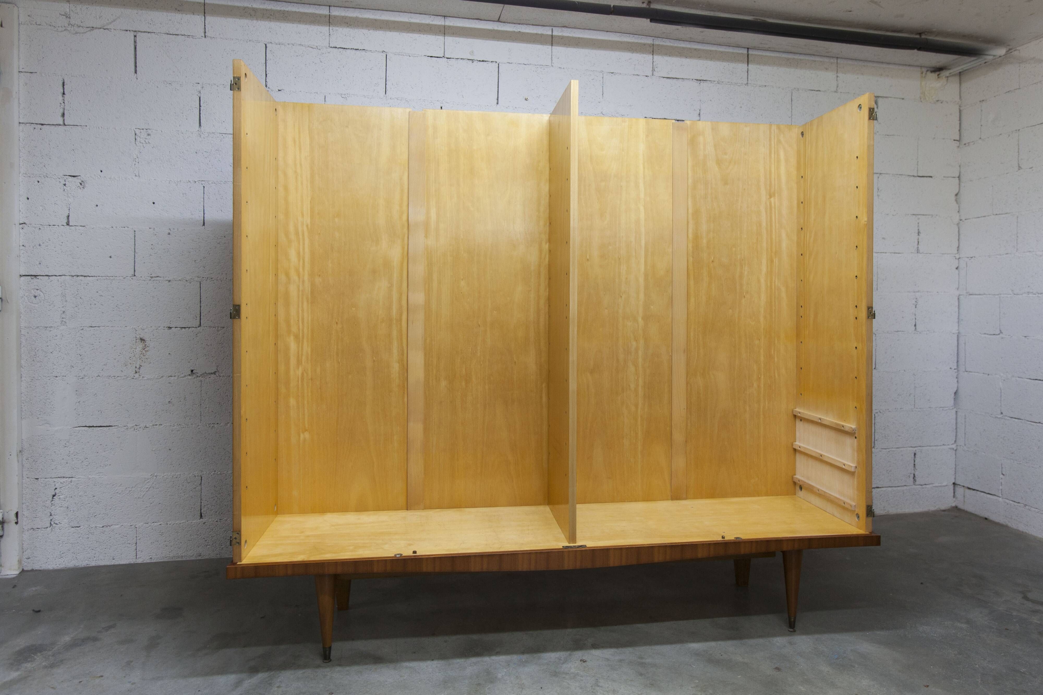 1960 Scandinavian wardrobe, atypical blond wood varnished, 4 doors 3