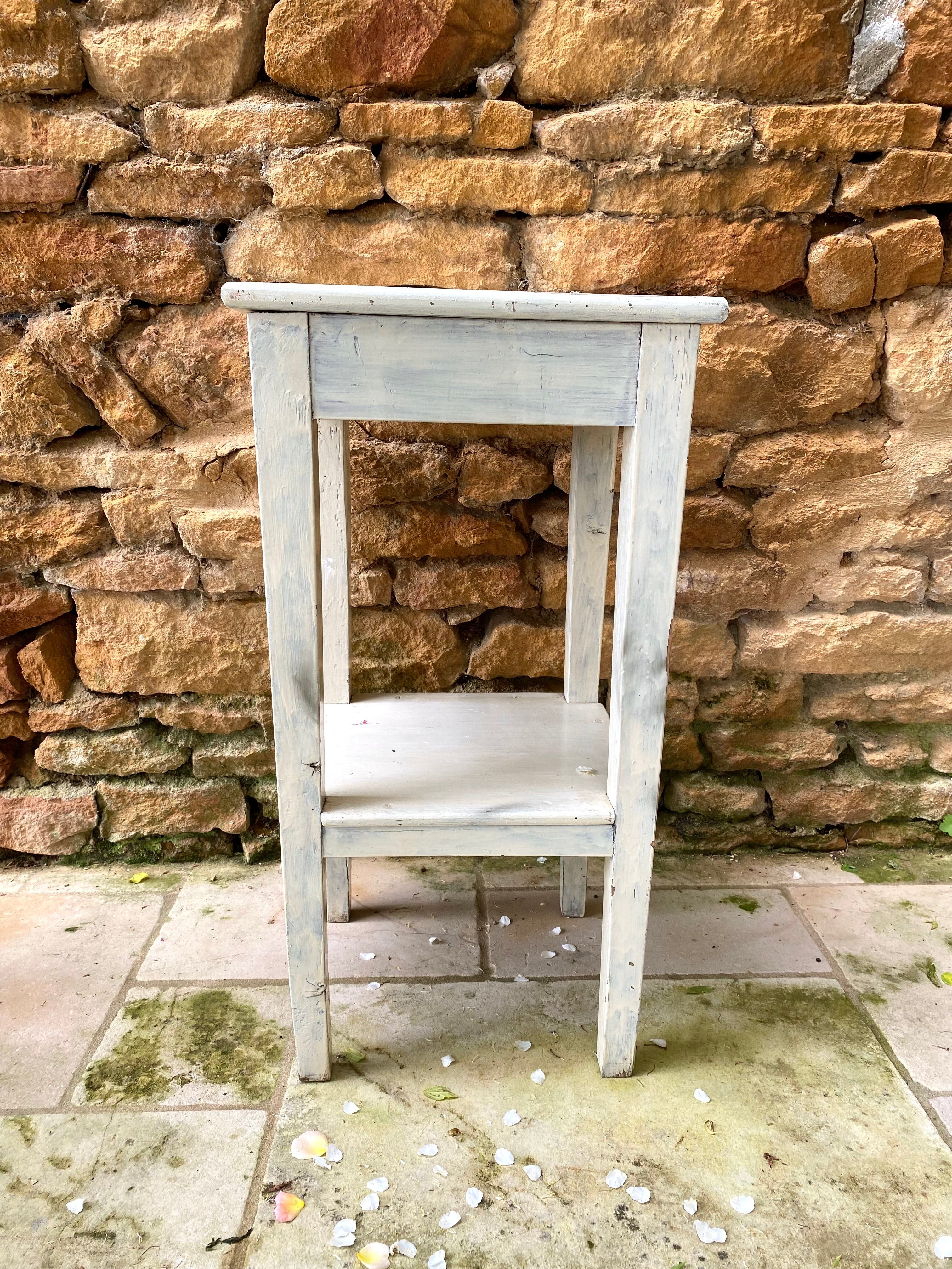 Antique patinated wooden side table