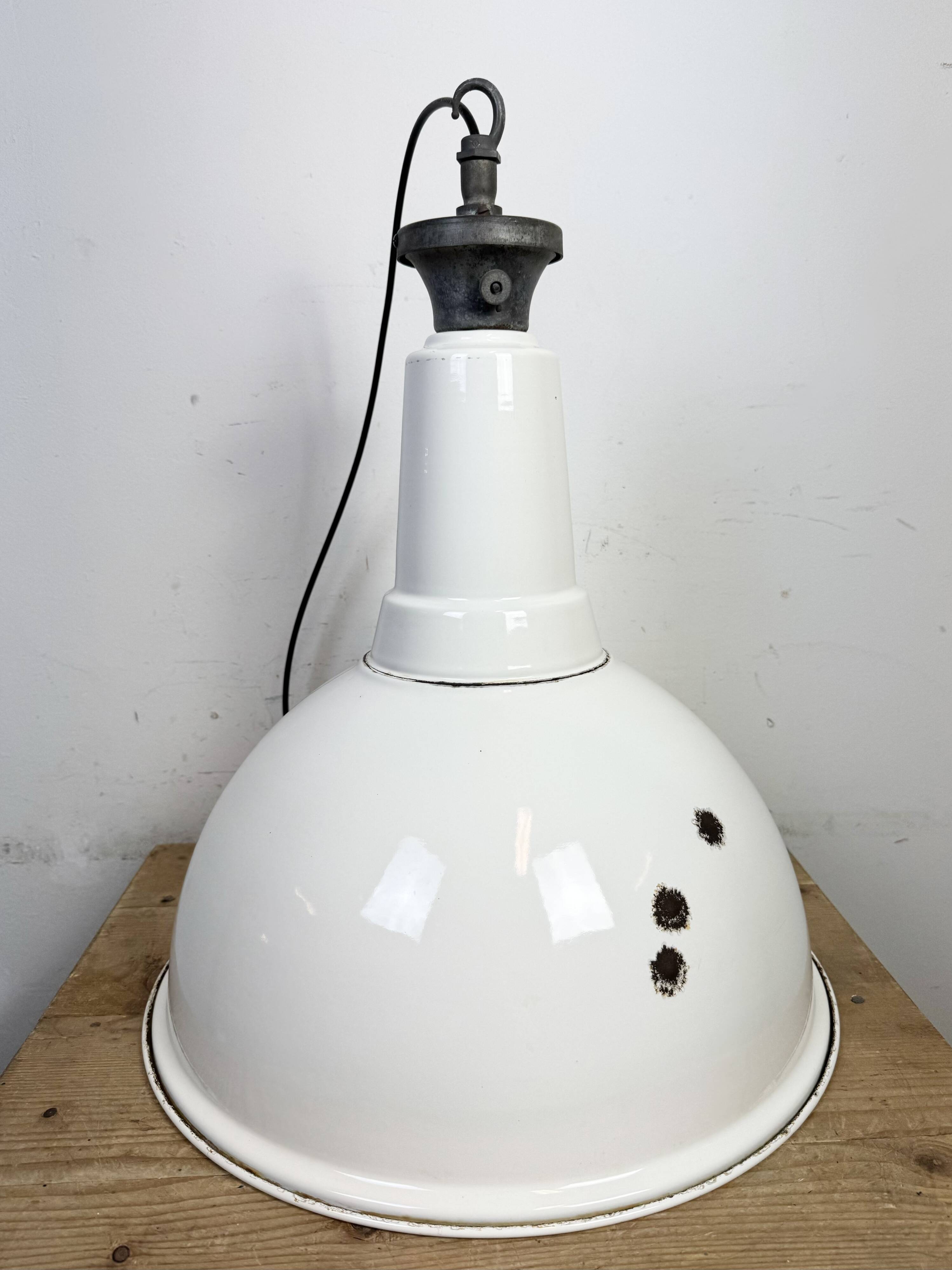 Large Industrial British White Enamel Pendant Lamp from Benjamin, 1960s