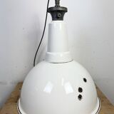 Large Industrial British White Enamel Pendant Lamp from Benjamin, 1960s