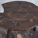 Brutalist hand-carved horse-shoe shaped gaming / coffee table, 1960s