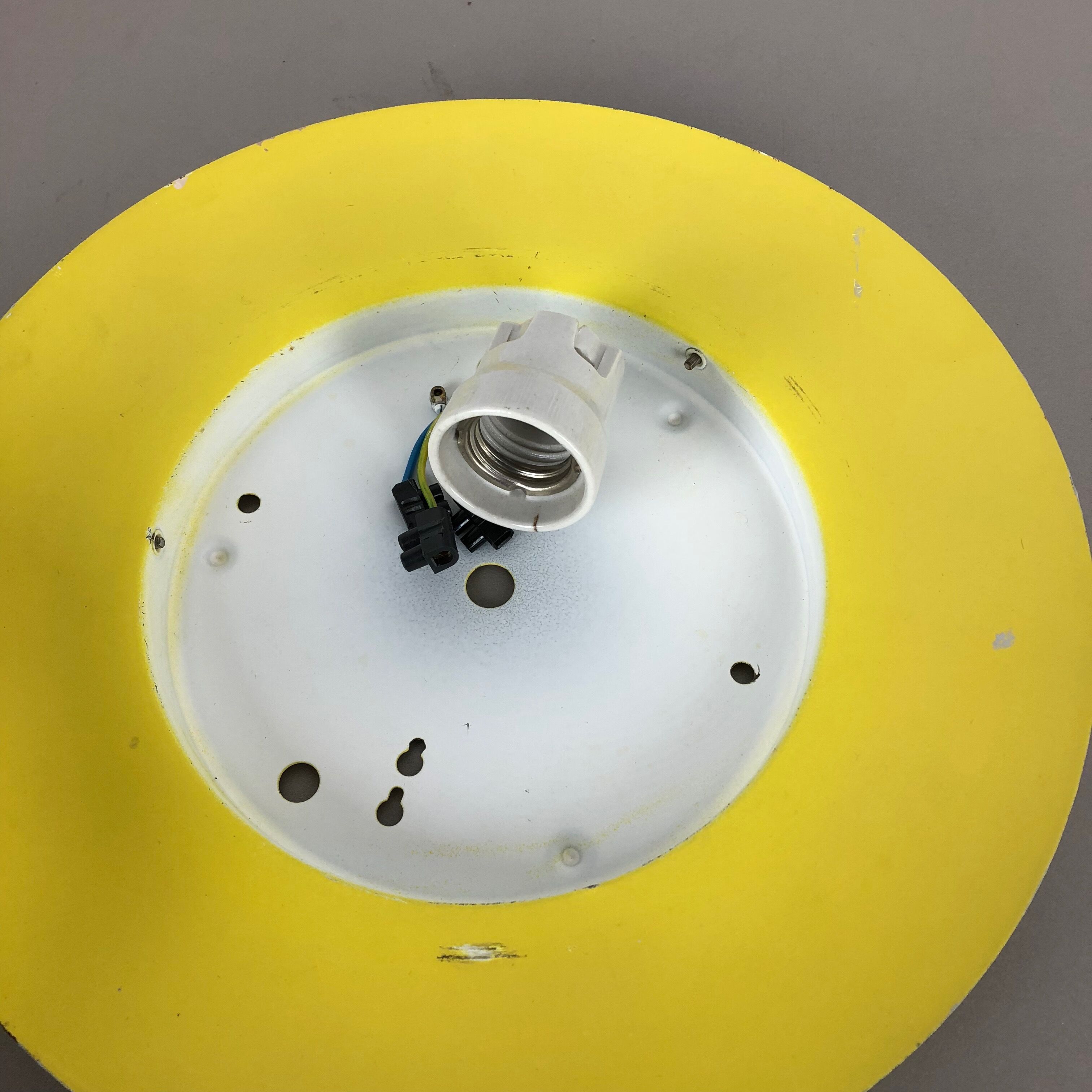 Metal opaline glass wall light, yellow, Italy, 1960s